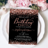 Budget Roos Gold Any Age Black Verjaardagsuitnodig