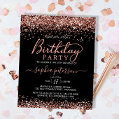 Budget Roos Gold Any Age Black Verjaardagsuitnodig