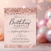 Budget Roos Gold Any Age Blush Verjaardagsuitnodig