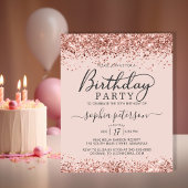 Budget Roos Gold Any Age Blush Verjaardagsuitnodig