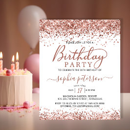 Budget Roos Gold Any Age White Verjaardagsuitnodig