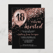 Budget Roos Gold Balloon Black 18th Birthday (Voorkant / Achterkant)