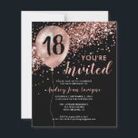 Budget Roos Gold Balloon Black 18th Birthday<br><div class="desc">Moderne elegante zwarte roze roze roodbruin glitter sparkle ballon Elke dag dat een volwassene wordt uitgenodigd</div>