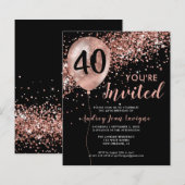 Budget Roos Gold Balloon Black 40e verjaardag (Voorkant / Achterkant)