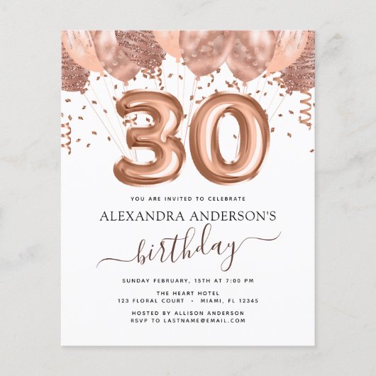 Budget Roos Gold Balloons 30e verjaardag Flyer (Voorkant)