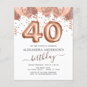 Budget Roos Gold Balloons 40e verjaardag (Voorkant)