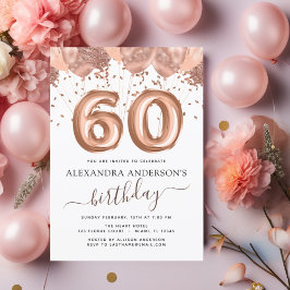 Budget Roos Gold Balloons 60th Birthday Invitation