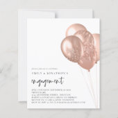 Budget Roos Gold Balloons Engagement Party uitnodi (Voorkant)