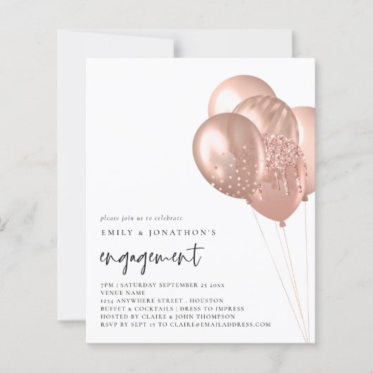 Budget Roos Gold Balloons QR Code Verloving (Voorkant)