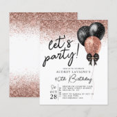 Budget Roos Gold Black Glitter Balloon Birthday (Voorkant / Achterkant)