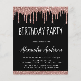 Budget Roos Gold Black Glitter Birthday