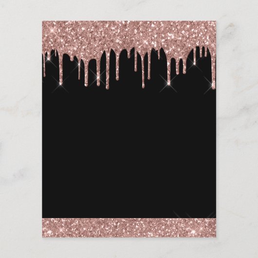 Budget Roos Gold Black Glitter Birthday Flyer (Achterkant)