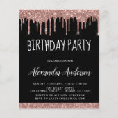 Budget Roos Gold Black Glitter Birthday Flyer (Voorkant)