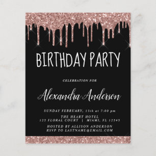 Budget Roos Gold Black Glitter Birthday Flyer