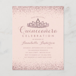 Budget Roos Gold Blush Quinceañera Tiara Invite