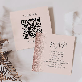Budget Roos Gold Blush Wedding QR Code RSVP Informatiekaartje