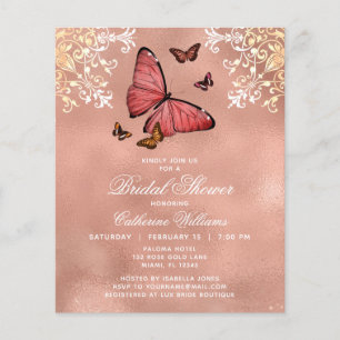 Budget Roos Gold Butterfly Floral Vrijgezellenfees Flyer