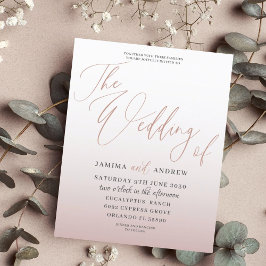 Budget Roos Gold Calligraphy Wedding Invitation