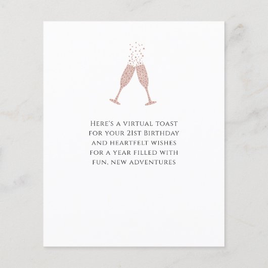 Budget Roos Gold Champagne 21e verjaardag Kaart (Achterkant)