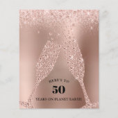 Budget Roos Gold Champagne 40th Birthday Invite (Voorkant)