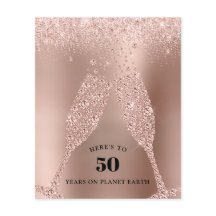 Budget Roos Gold Champagne 40th Birthday Invite