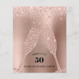 Budget Roos Gold Champagne 40th Birthday Invite