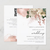 Budget Roos Gold Champagne Florals Wedding Invite (Voorkant / Achterkant)