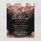 Budget Roos Gold Disco Ball 40e verjaardag Uitnodi (Voorkant)