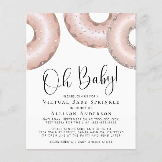 Budget Roos Gold Donuts Virtual Baby Sprinkle (Voorkant)