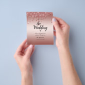 Budget Roos Gold Driving Glitter WEDDING Invite Flyer (Hand)