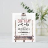 Budget Roos Gold Easel Paint Kids Birthday Uitnodi (Staand voorkant)