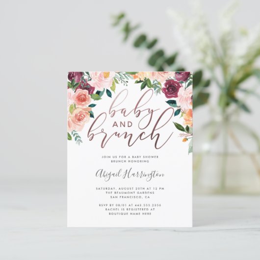 Budget Roos Gold Floral Brunch Baby shower (Staand voorkant)