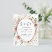Budget Roos Gold Foil Boho Floral Save the Date (Staand voorkant)