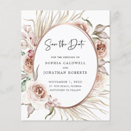 Budget Roos Gold Foil Boho Floral Save the Date