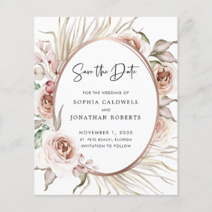 Budget Roos Gold Foil Boho Floral Save the Date