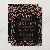 Budget Roos Gold Foil Confetti Sweet 16 Black (Voorkant / Achterkant)