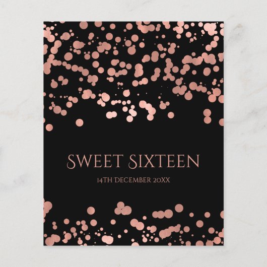 Budget Roos Gold Foil Confetti Sweet 16 Black (Achterkant)