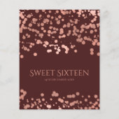 Budget Roos Gold Foil Confetti Sweet 16th Burgundy Flyer (Achterkant)