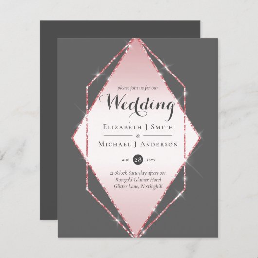 Budget Roos Gold Foil Kijk Geometric Wedding (Voorkant / Achterkant)