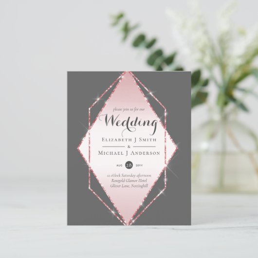 Budget Roos Gold Foil Kijk Geometric Wedding (Staand voorkant)