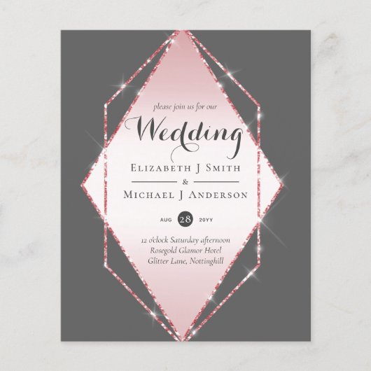 Budget Roos Gold Foil Kijk Geometric Wedding (Voorkant)
