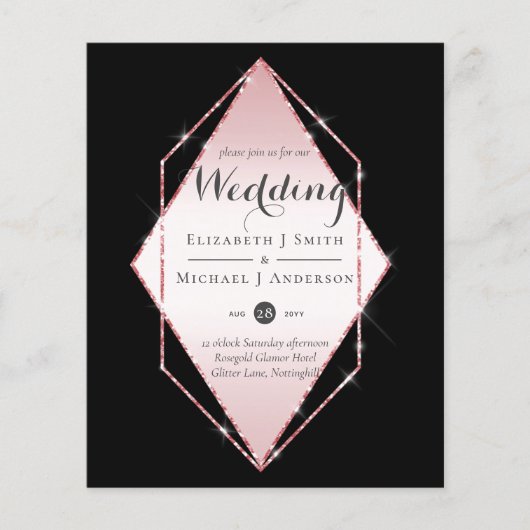 Budget Roos Gold Foil Kijk Geometric Wedding (Voorkant)