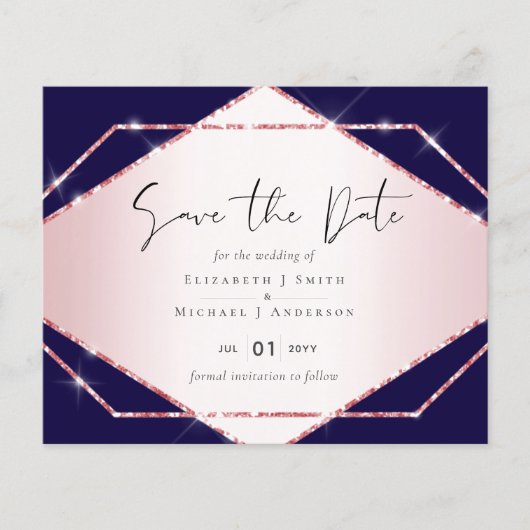 Budget Roos Gold Foil Kijk Geometric Wedding (Voorkant)