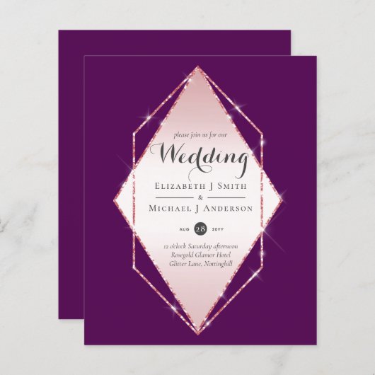 Budget Roos Gold Foil Kijk Geometric Wedding (Voorkant / Achterkant)