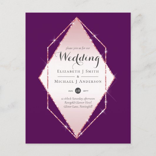 Budget Roos Gold Foil Kijk Geometric Wedding (Voorkant)