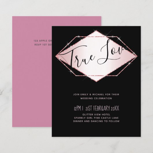 Budget Roos Gold Foil Kijk Geometric Wedding (Voorkant / Achterkant)