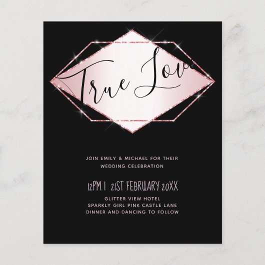 Budget Roos Gold Foil Kijk Geometric Wedding (Voorkant)