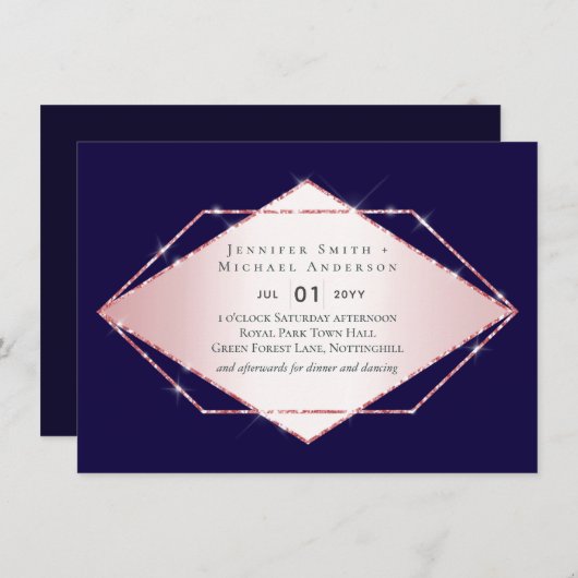 Budget Roos Gold Foil Kijk Geometric Wedding (Voorkant / Achterkant)