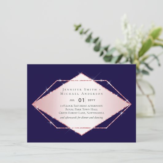 Budget Roos Gold Foil Kijk Geometric Wedding (Staand voorkant)