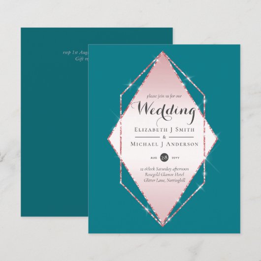 Budget Roos Gold Foil Kijk Geometric Wedding (Voorkant / Achterkant)